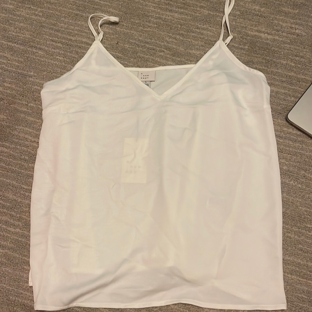 White Satin Tank Top